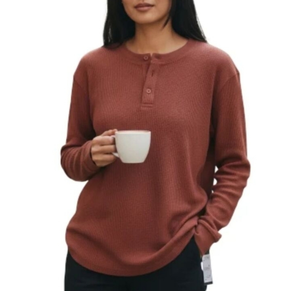 Rust Goodfellow & Co Long Sleeve Waffle Knit Top - NWT